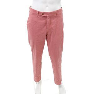 Bullock and Jones Mens Zip Up Modern Fit Straight Leg Khaki Pants Pink Size 36